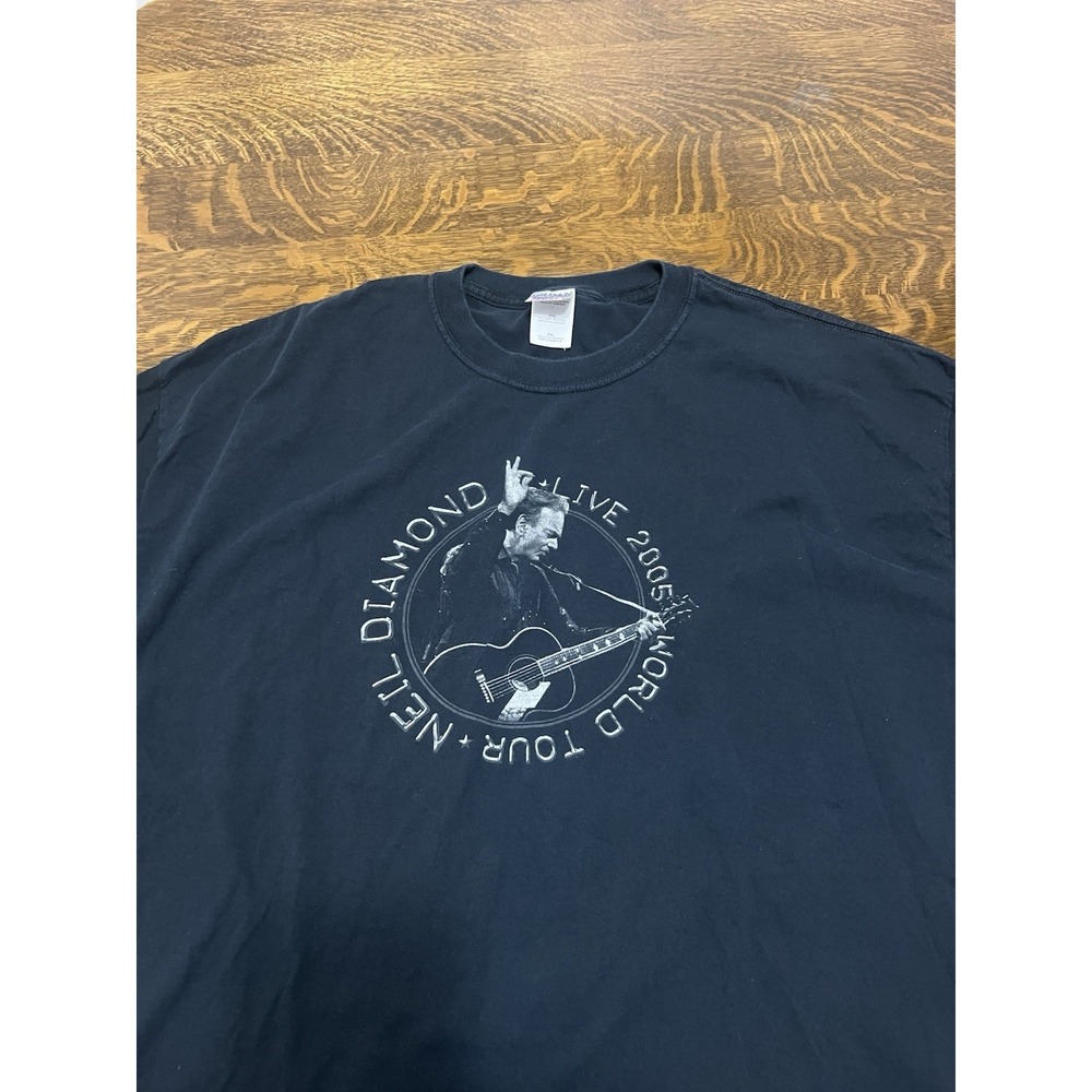 Neil Diamond 2005 World Tour T Shirt Mens XXL Black Guitar Graphic‎ Concert vtg